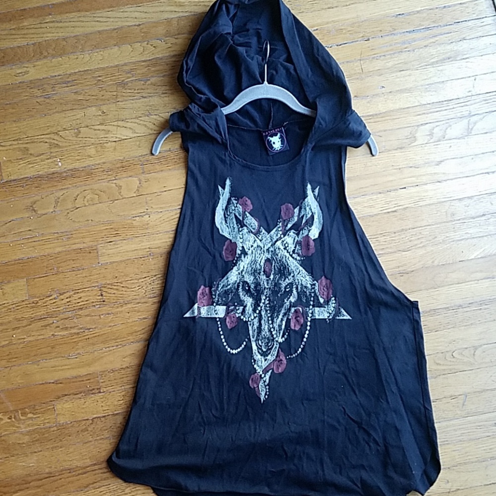 Goat head hooded muscle tee from Rat Boy